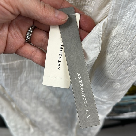 MAEVE From Anthropologie puff sleeve, square neck, mini dress in ivory size Med - Picture 6 of 9